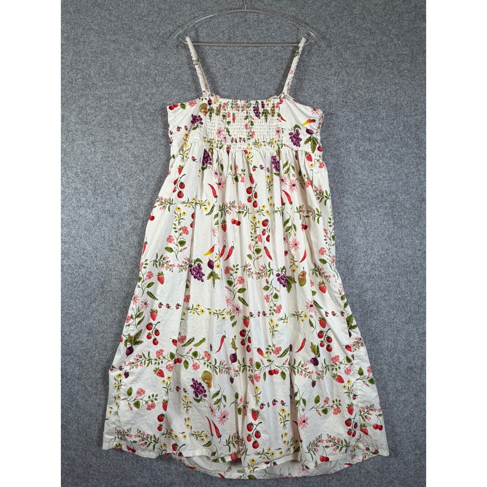 Old Navy Maternity Dress Large White Fruit Vegetable Print Excellent Tie Front